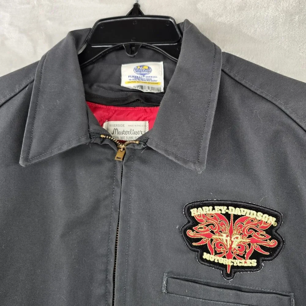 Rare 60s‎ Vintage Masterliner Black & Red Harley-David Zip Out Liner Coat Medium